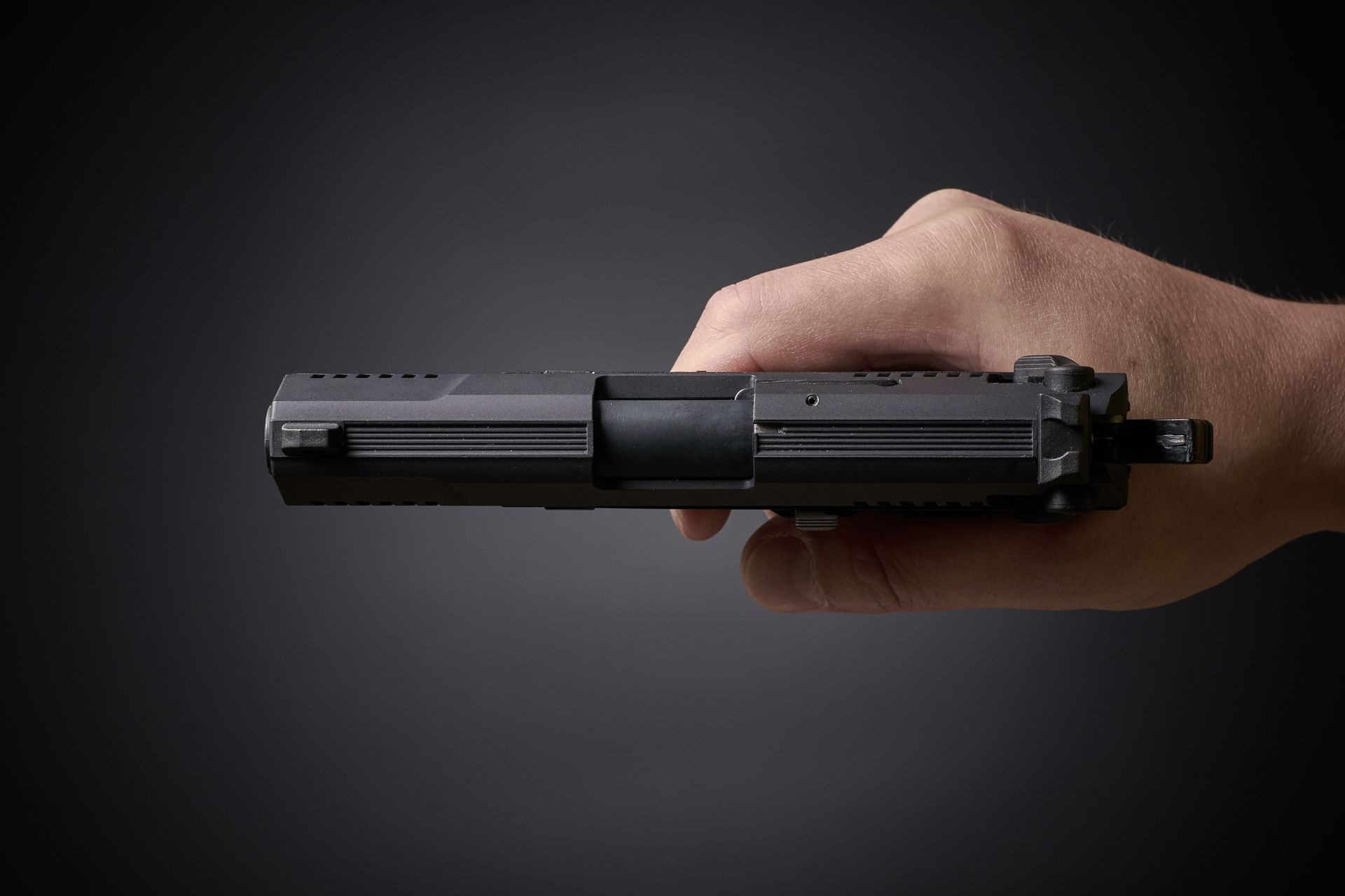 aiming handgun top view